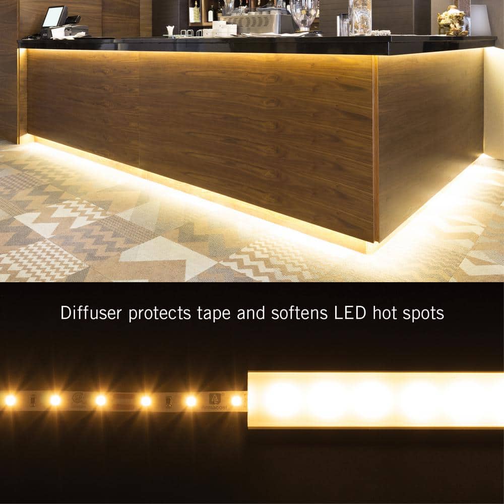 Silver Corner Mount LED Tape Light Channel with Diffuser, 5-Pack