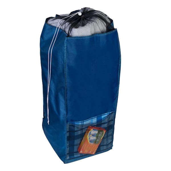 Honey-Can-Do Back to School Blue Polyester Laundry Hamper with Straps