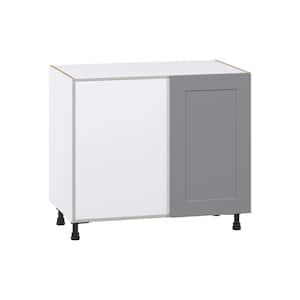 39 in. W x 34.5 in. H x 24 in. D Bristol Painted Slate Gray Shaker Assembled Magick Corner Blind Base Kitchen Cabinet