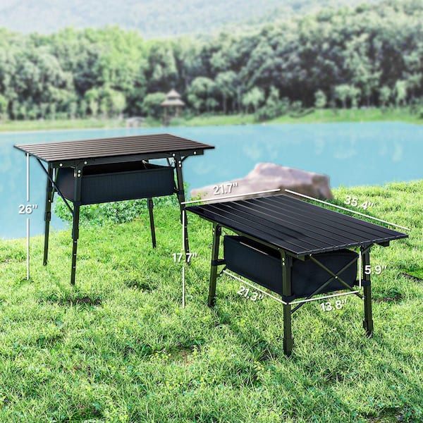Outsunny 21.7 in. Portable Camping Adjustable Height Rectangle