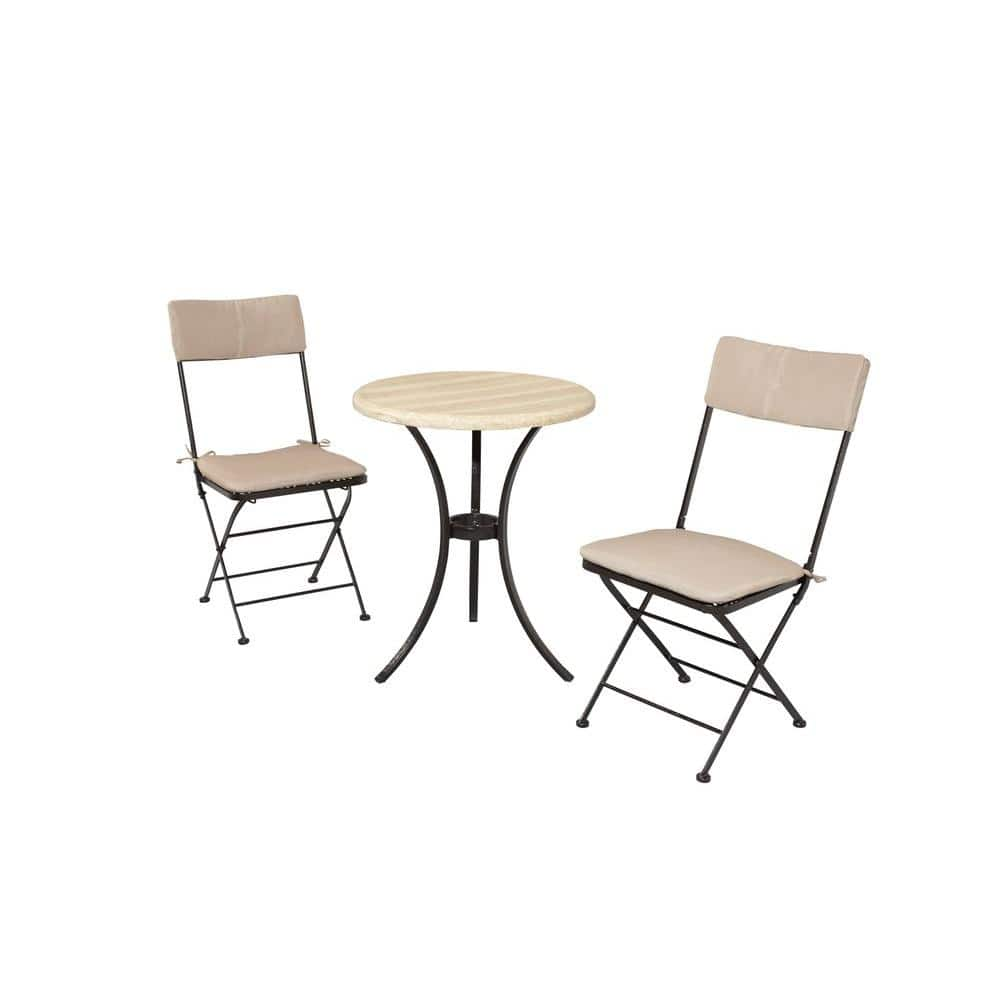 Travertine 3 Piece Patio Bistro Set L Bs2sst The Home Depot