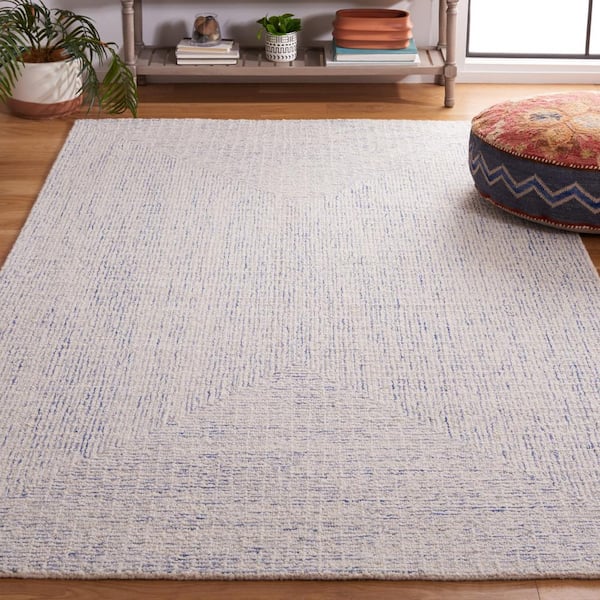 Abstract Blue/Ivory 8 ft. x 10 ft. Contemporary Marle Area Rug