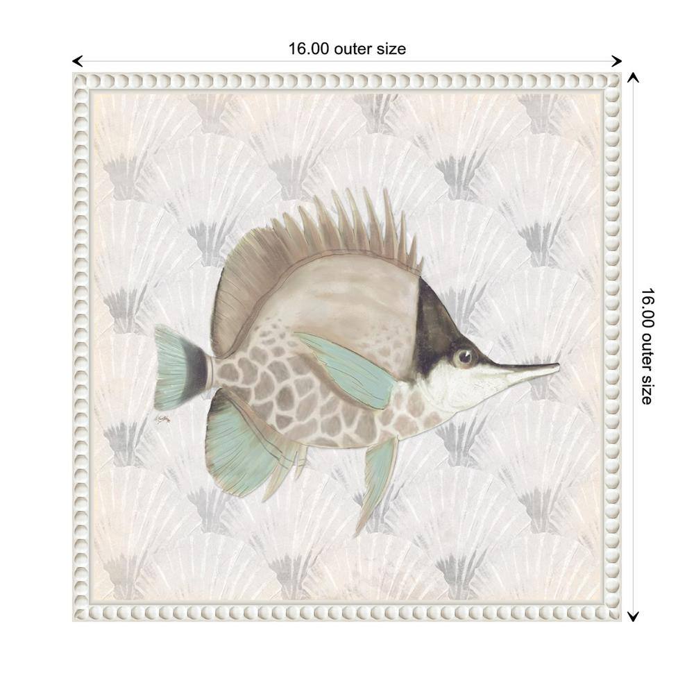Neutral Vintage Fish III Canvas Wall Art with White Floater Frame