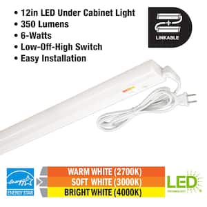 Plug-In 12 inch Linkable LED Undercabinet Light Task Under Counter Kitchen Lighting 3 Color Temperature Options