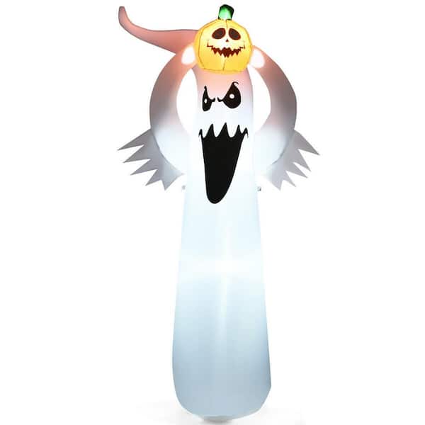 WELLFOR 6 ft. Ghost with Pumpkin and LED Lights Halloween Inflatable