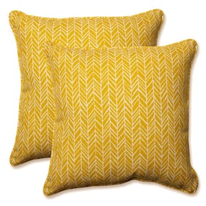 Yellow Square Outdoor Square Throw Pillow 2-Pack