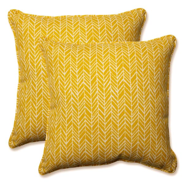Pillow Perfect Yellow Square Outdoor Square Throw Pillow 2-Pack