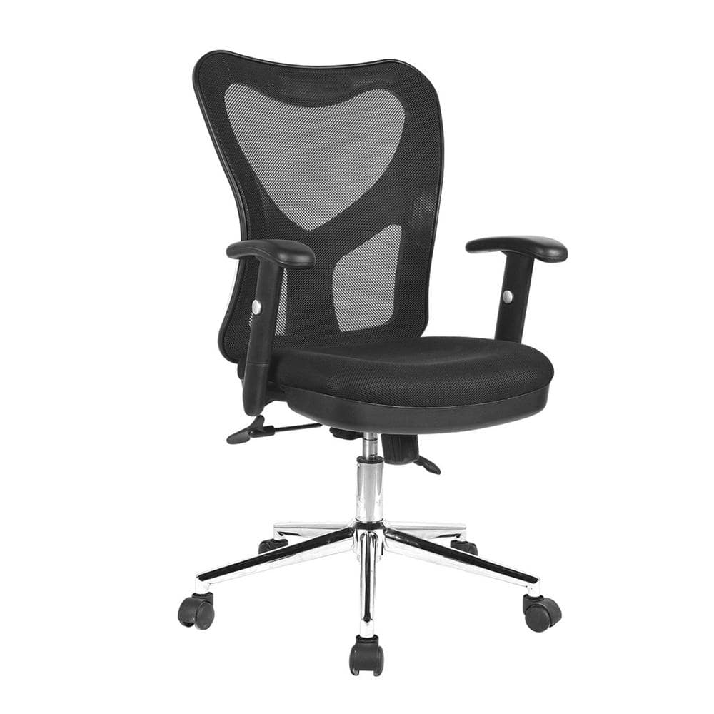 Sleek Contemporary High-Back Black Mesh Office Chair with Chrome Base