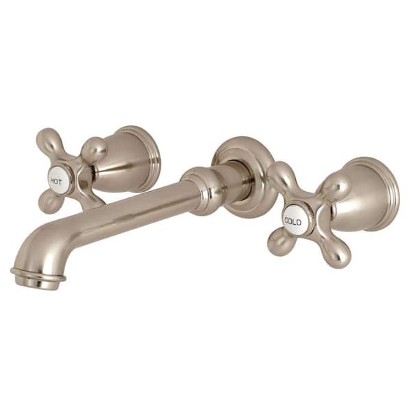 Kingston Brass English Country 2-Handle Wall Mount Roman Tub Faucet in Brushed Nickel (Valve Included)
