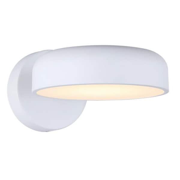 CANARM ZARIA 8 in. 1-Light White Integrated LED Wall-Light with White Metal Shade