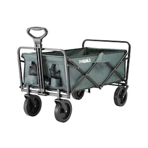 4.06 cu. ft. Fabric Portable Garden Cart with Adjustable Rolling Wheels in Green