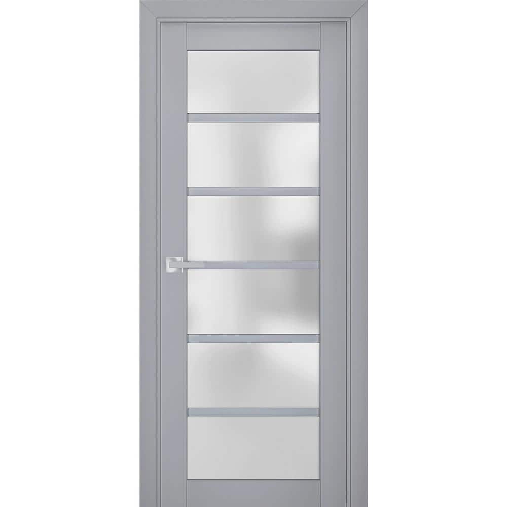 42 in. x 80 in. 1 Panel Matte Grey Finished Solid Wood Sliding Door with Hardware price history on PriceWatchPro