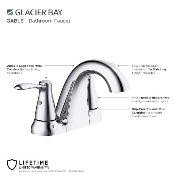 Glacier Bay Gable 4 in. Centerset 2-Handle Mid-Arc Bathroom Faucet