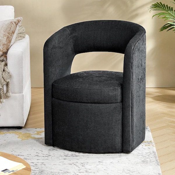 JAYDEN CREATION Webster Black 25.5 in. W Modern Movable Dining Bucket Chair with Storage