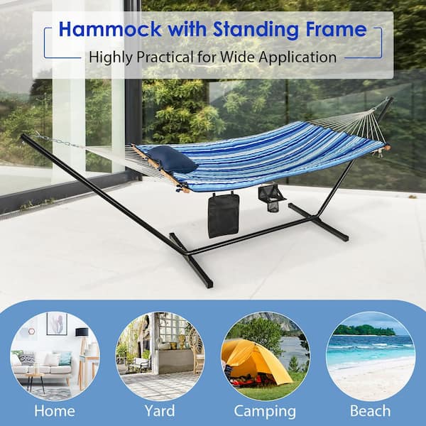 Outdoor Hammock Steel Frame Stand Swing Chair Home Yard Garden Camping Sleep 