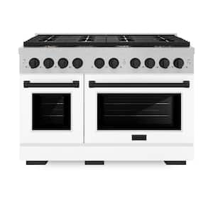 Autograph Edition 48 in. 8-Burner Gas Range in Fingerprint Resistant Stainless Steel, Matte White, and Matte Black