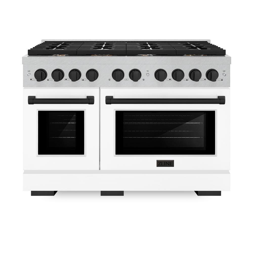 Autograph 48 in. Paramount Double Oven Gas Range with 8 Burners in Satin Steel with White Doors and Black Accents price history on PriceWatchPro