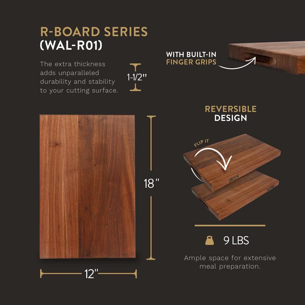 John Boos Walnut Reversible 18x12 Wood Cutting Board