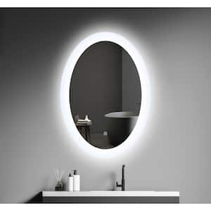 20 in. W x 28 in. H Oval Frameless Wall Mount Bathroom Vanity Mirror Smart Anti-Fog Dimmable LED Makeup Mirror