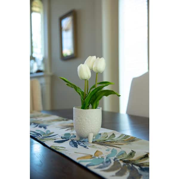 Flora Bunda 12.5 in. Real-Touch White Artificial Tulips in 4.5 in