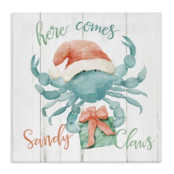 Stupell Industries Nautical Sandy Claws Crab by Deane Beesley 1-Piece Unframed Graphic Print Typography Poster Art Print 24 in. x 24 in.