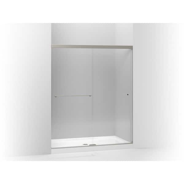 KOHLER Revel 57-60 in. x 70 in. Sliding Frameless Shower Door in Anodized Brushed Nickel