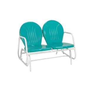 Outdoor Retro Steel Glider in Turquoise
