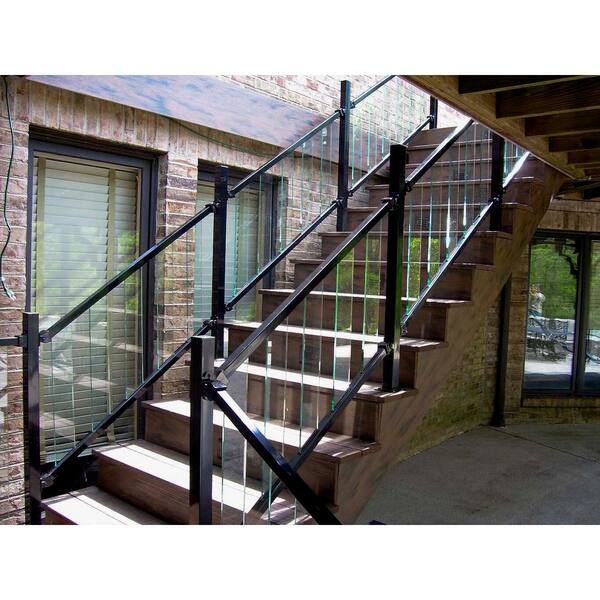 FORTRESS Al13 Home Pure View 6 ft. W x 1.3 in. H Black Sand Rail for Glass Panel (Pair)
