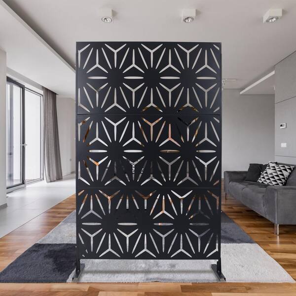 Sudzendf Brown Metal Outdoor Indoor Privacy Screens and Panels with Free Standing, Decorative Screen for Balcony Patio Garden