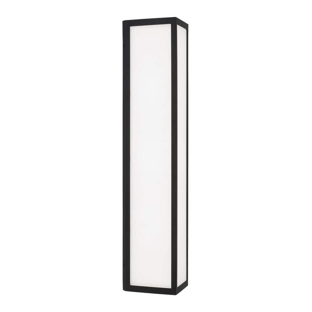 Irvin 29 in. Black with Painted White Glass Outdoor Hardwired Wall Lantern Sconce with Integrated LED Bulb price history on PriceWatchPro