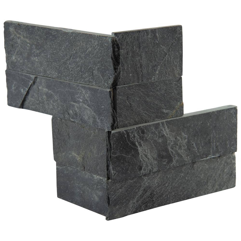 Take Home Tile Sample-Premium Black Mini Ledger Corner 4 in. x 4 in. Splitface Slate Stone Look Wall Tile price history on PriceWatchPro