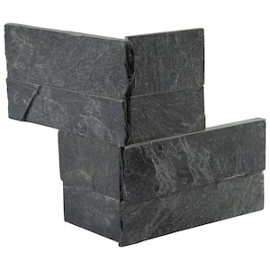 Premium Black Mini Ledger Corner 4.5 in. x 16 in. Textured Slate Stone Look Wall Tile (4 sq. ft./Case)