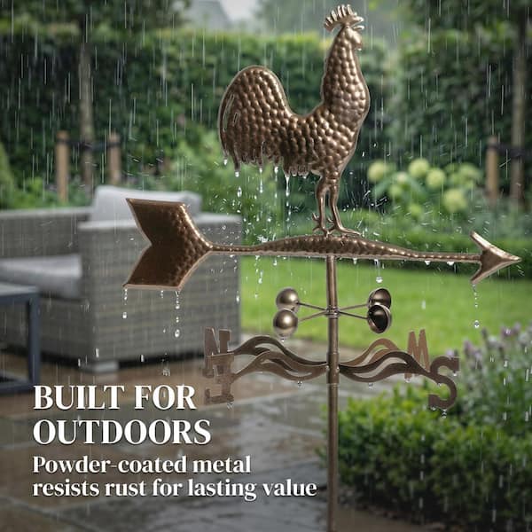 Outsunny Rooster 28.7 in. H Red Brown Metal Wind Weathervane 84J