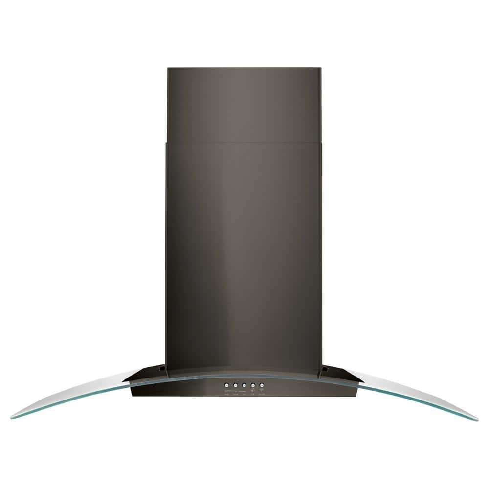 Whirlpool 36 in. Concave Glass Wall Mount Range Hood in Black Stainless Steel
