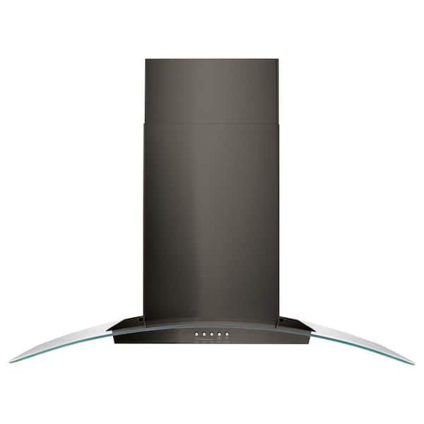 Whirlpool 36 in. Concave Glass Wall Mount Range Hood in Black Stainless Steel