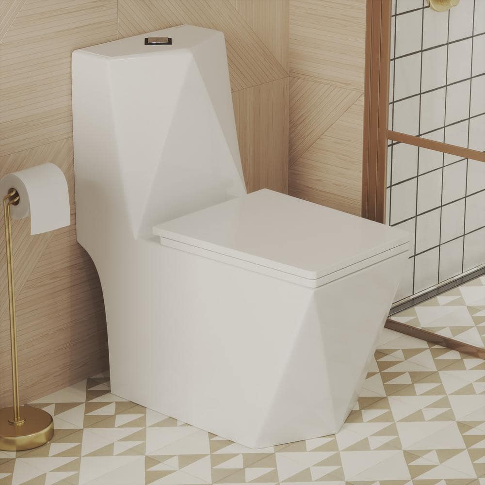 Brusque One-Piece 1.1/1.6 GPF Dual Flush Square Toilet in Glossy White Seat Included price history on PriceWatchPro