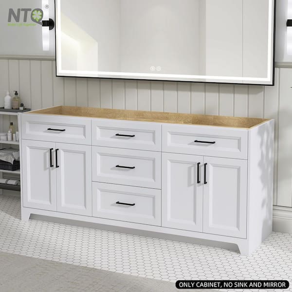 72 in. W x 21.5 in. D x 33.5 in. H Bath Vanity Cabinet without Top Freestanding Solid Wood Bathroom Vanity in White