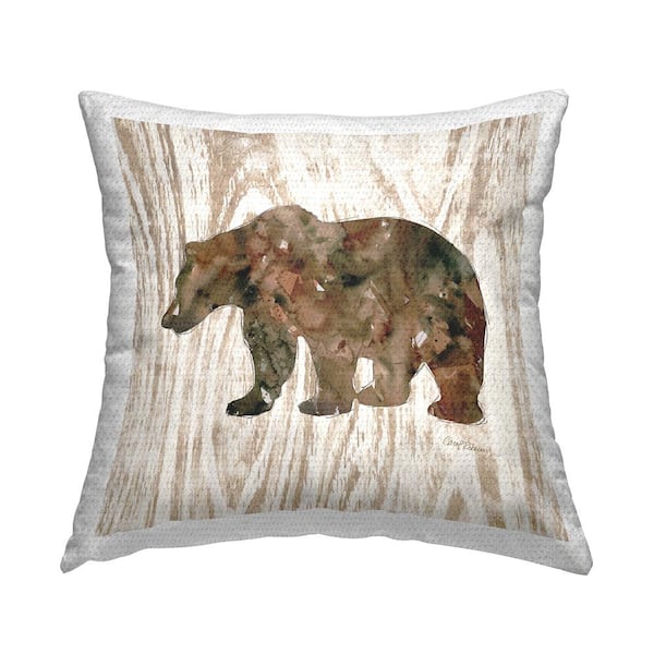 Stupell Industries Forest Bear Watercolor Silhouette Rustic Grain