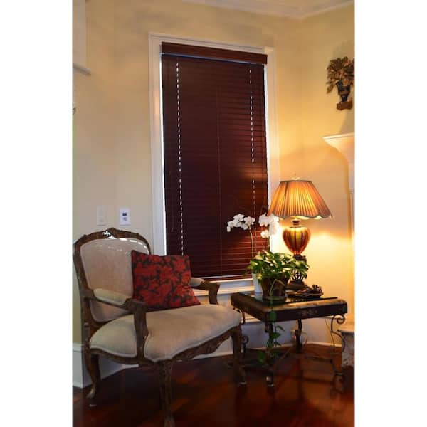 Blinds By Noon Cherry 2 in. Faux Wood Blind - 22 in. W x 74 in. L (Actual Size 21.5 in. W 74 in. L )
