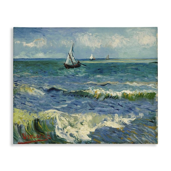 Classical Seascape with Boat by One 1000 Paintings 1-Piece Unframed Coastal Graphic Art Print 36 in. x 48 in.