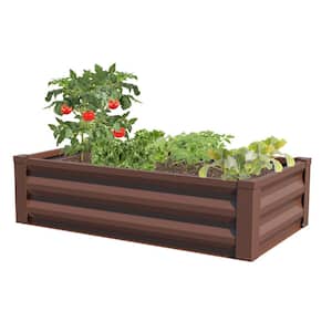 24 in. W x 48 in. L x 10 in. H Timber Brown Pre-Galvanized Powder-Coated Steel Raised Garden Bed Planter