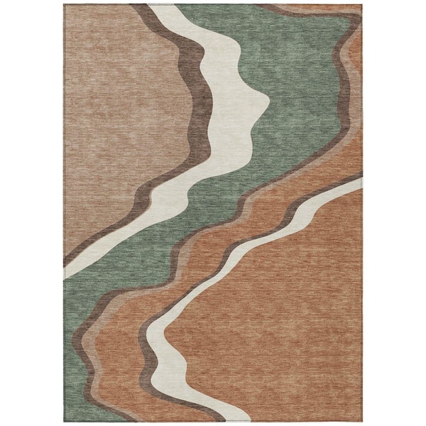 Chantille Machine Washable Indoor/Outdoor Abstract ACN2386 Copper 5 ft. x 7 ft. 6 in. Area Rug