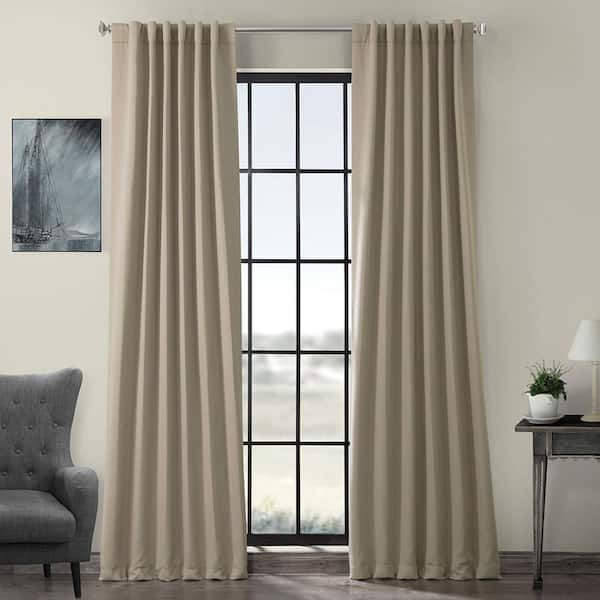 Exclusive Fabrics & Furnishings Classic Taupe Polyester Room Darkening Curtain - 50 in. W x 120 in. L Rod Pocket with Back Tab Single Curtain Panel