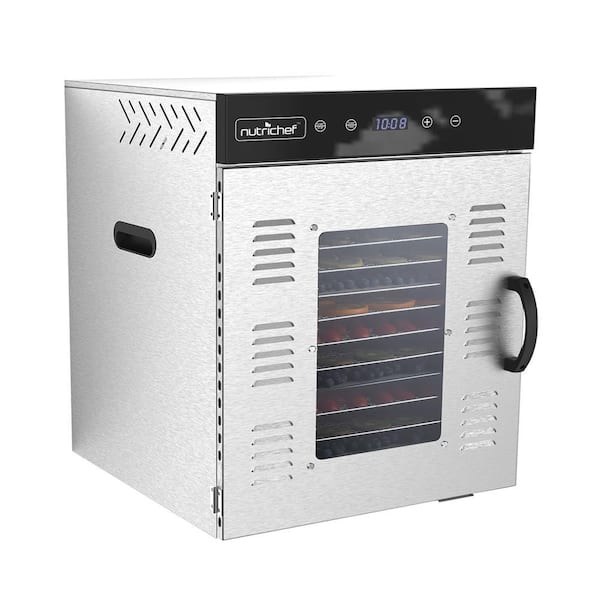 NutriChef 16-shelf Stainless Steel Trays with Digital Timer and Temperature Control, 1500-Watt Electric, White