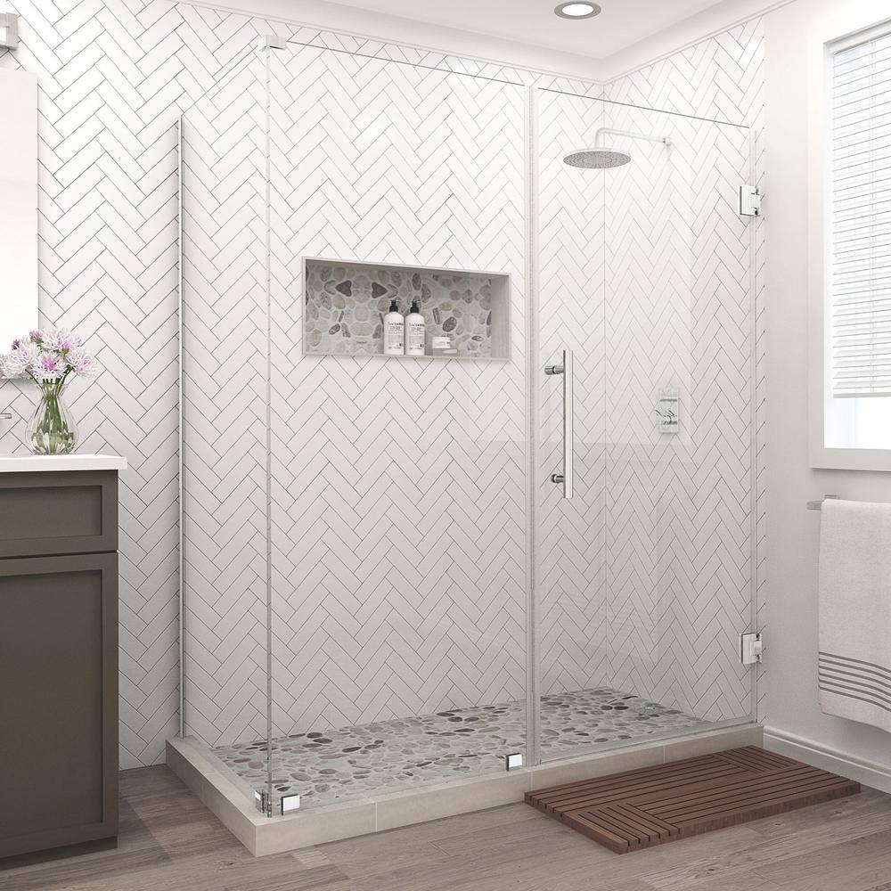 Bromley 68.25 in. to 69.25 in. x 32.375 in. x 72 in. Frameless Corner Hinged Shower Enclosure in Stainless Steel price history on PriceWatchPro