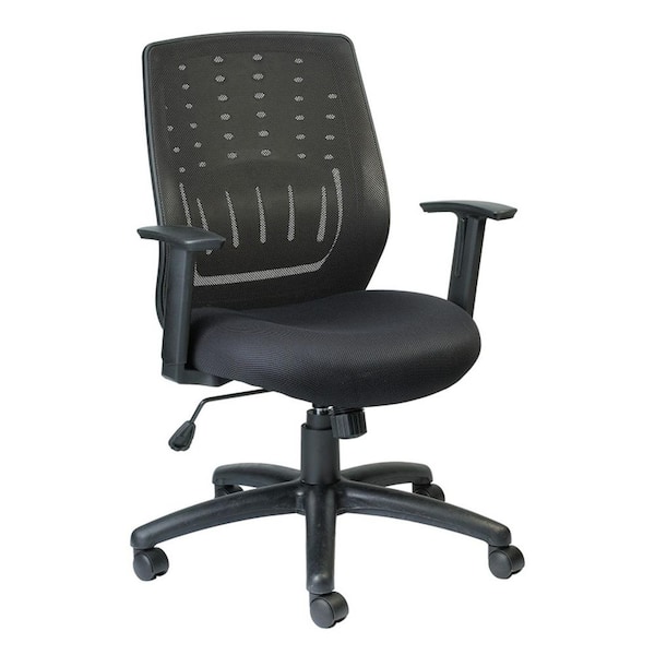 HomeRoots Zabrina Black Mesh/Fabric Chair