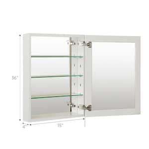 15 in. W x 36 in. H Rectangular Satin Chrome Aluminum Recessed/Surface Mount Medicine Cabinet with Mirror