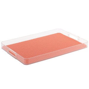 Fishnet 19 in. W x 1.5 in. H x 13 in. D Rectangular Burnt Coral Acrylic Serving Tray
