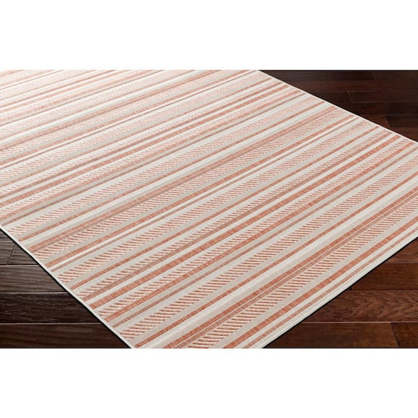Llyr Orange 8 ft. x 10 ft. Striped Indoor/Outdoor Area Rug