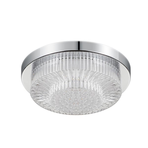 Tidoin 1-Light Integrated LED Chrome Flush Mount Ceiling Light Chandelier